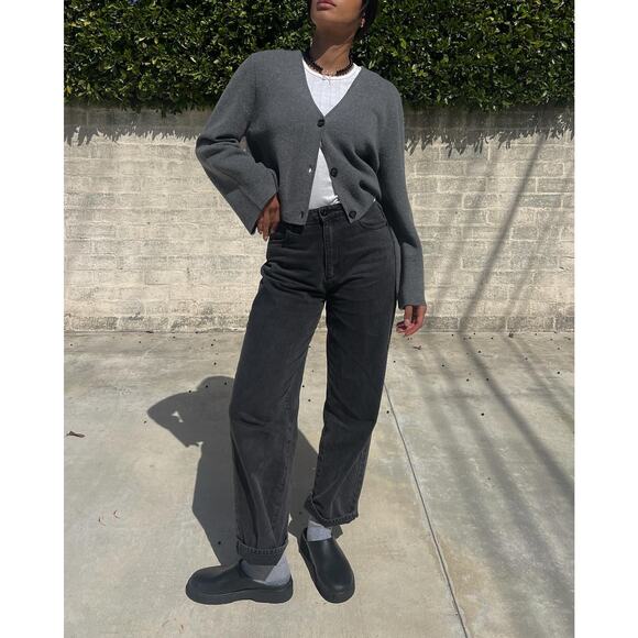 JENNI KAYNE Chelsea wool cashmere Cardigan Gray Derby XL - Picture 5 of 11